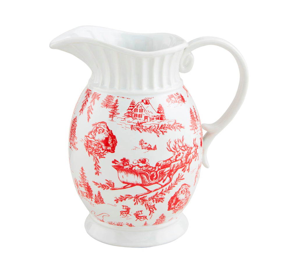 Christmas Toile Pitcher