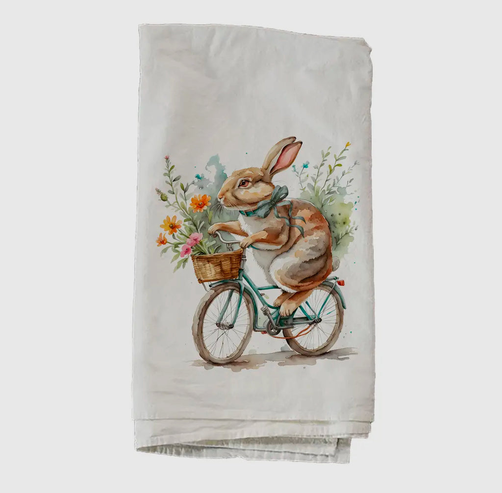 Bunny Bicycle Flower Delivery Towel