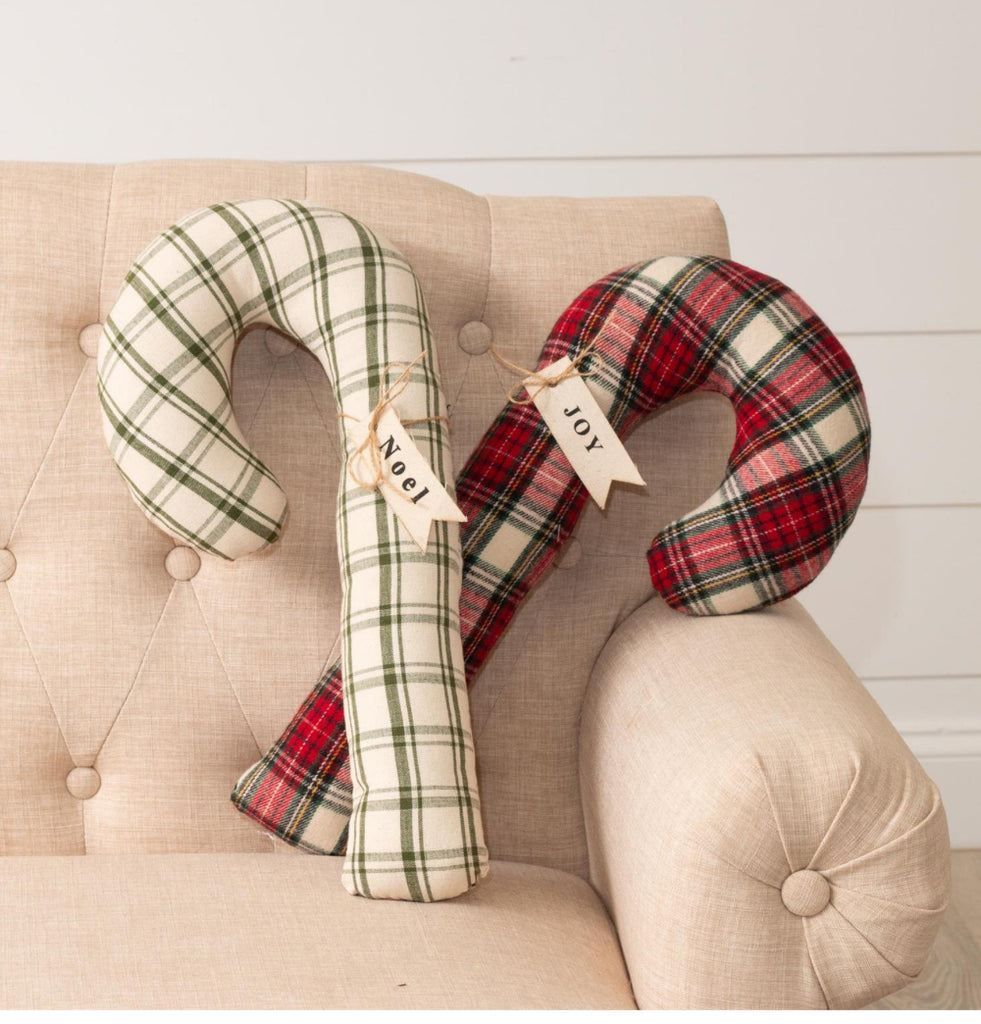 Plaid Candy Cane Pillows