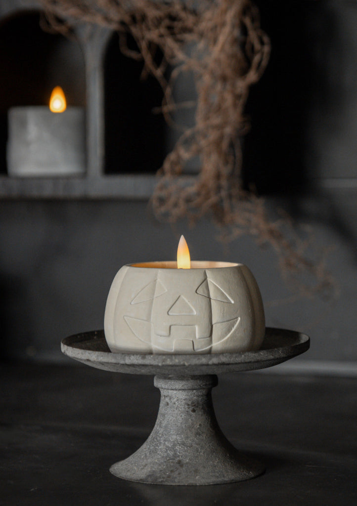 Cream Jack-O-Lantern 3D Flame Candle