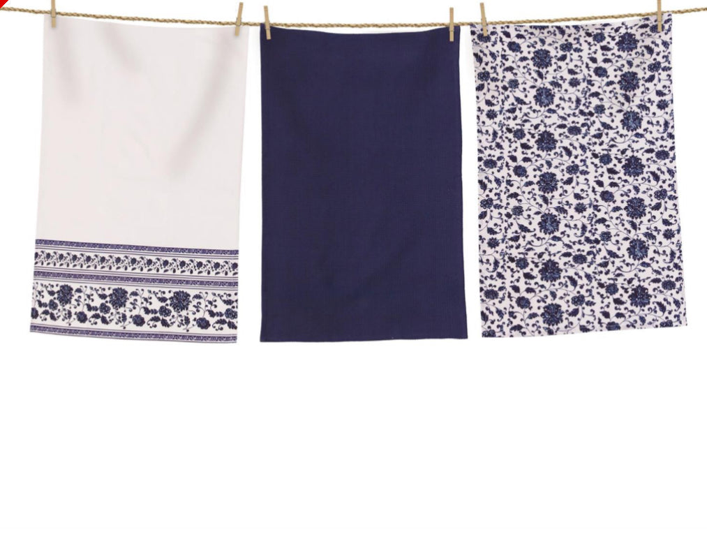 Blue Patterned Tea Towel Set