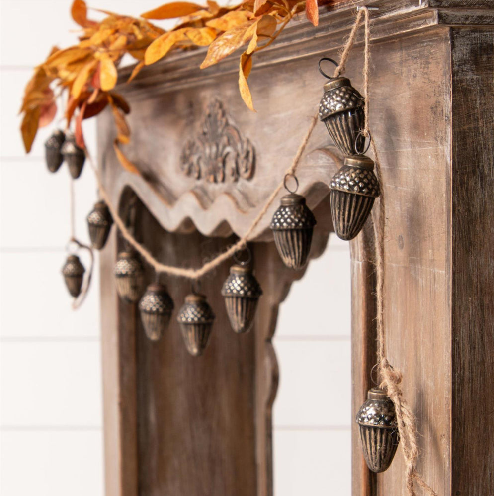 Antiqued Glass Acorn Garland
