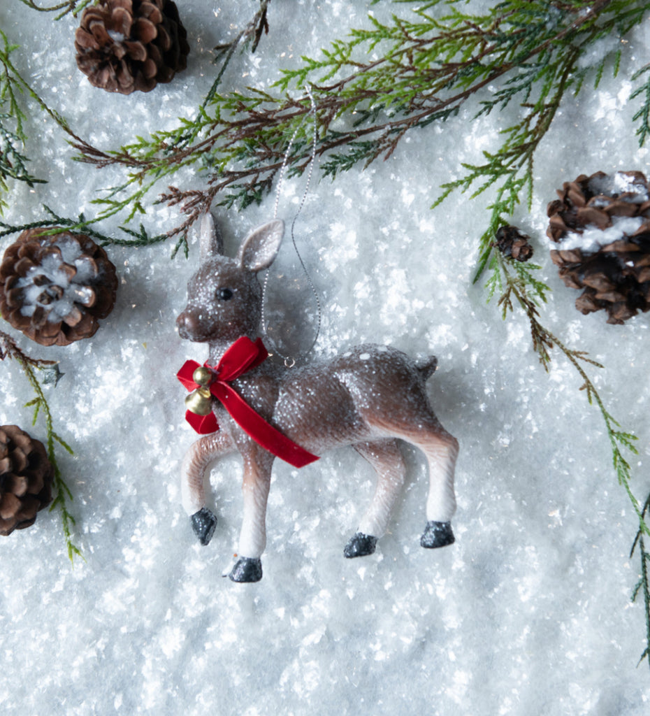 Glittered Brown Deer Ornament