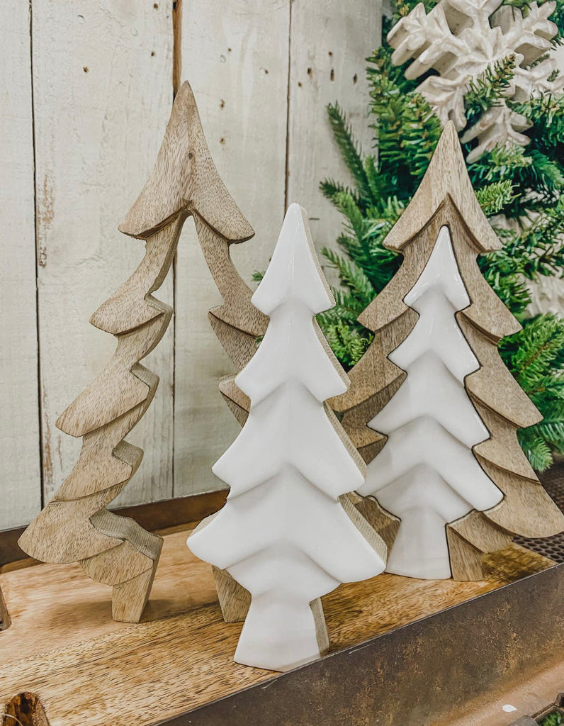 Wooden Tree with White Enamel Cutout