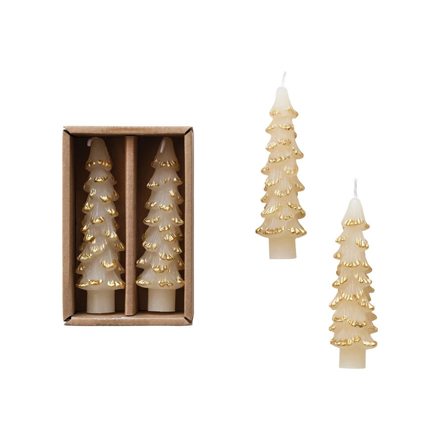 4.75” Tree Shaped Taper Candles w/ Gold Tip