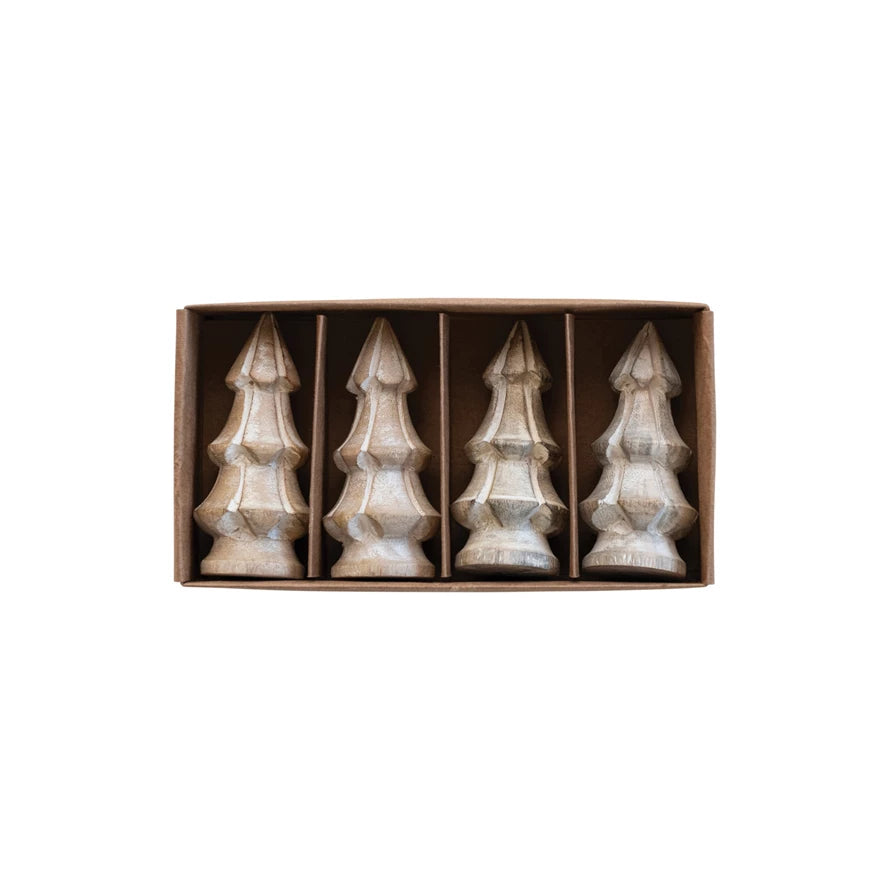 Mango Wood Christmas Trees in Kraft Box