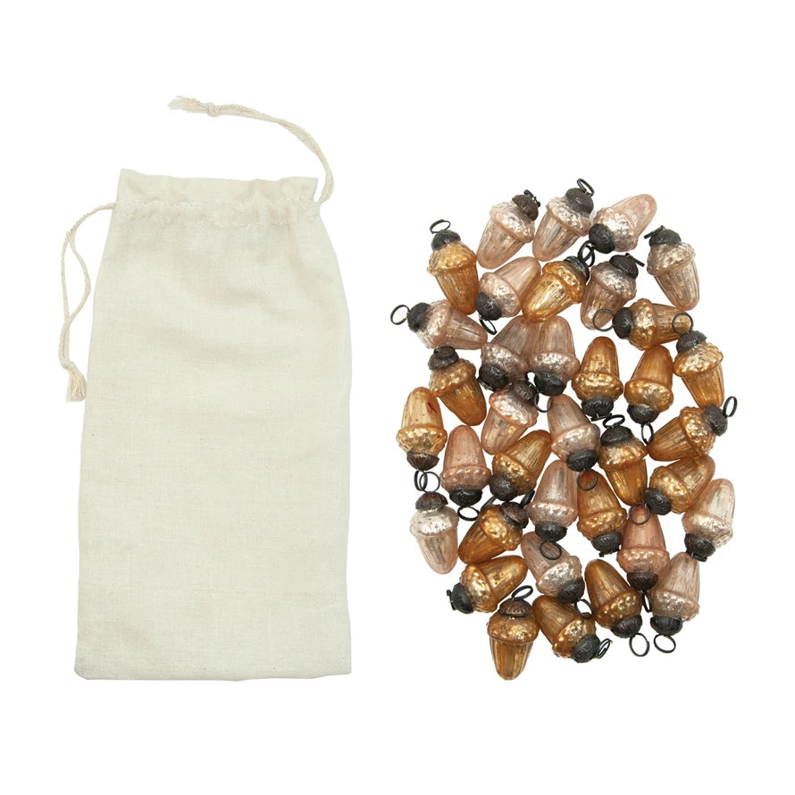 Mercury Glass Acorn Shaped Ornaments