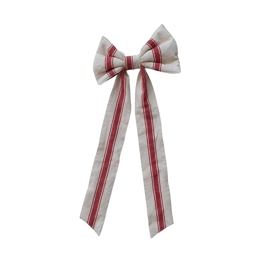 Woven Clip-on Striped Bow