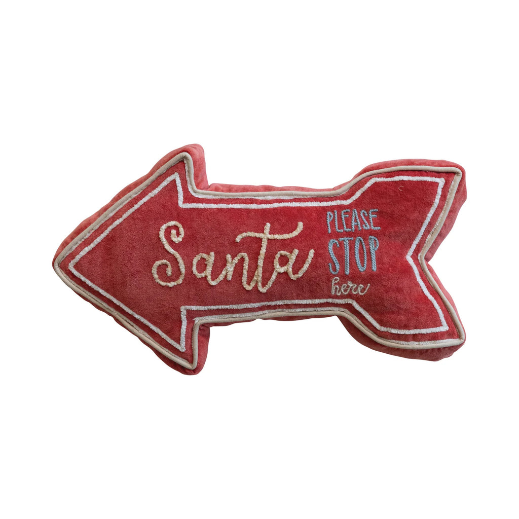 Santa Stop Here Arrow Pillow