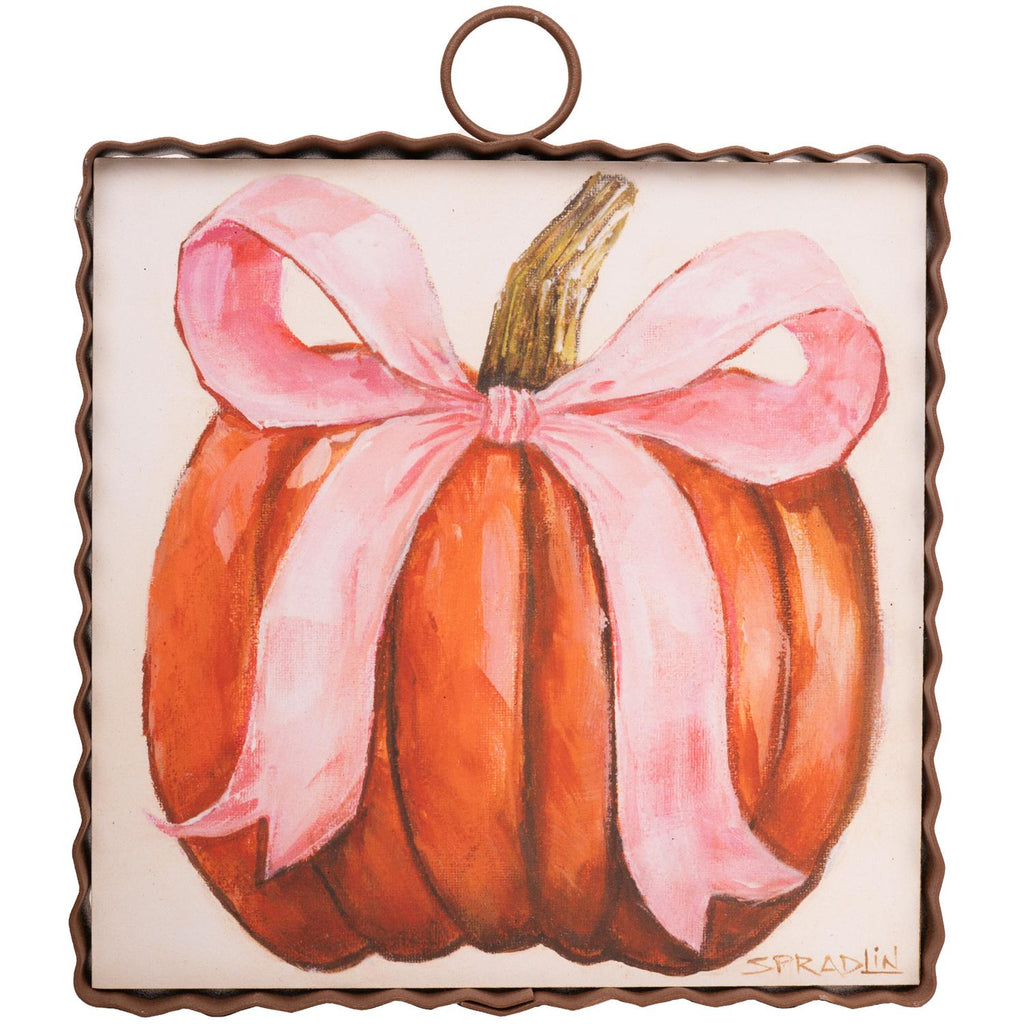 Pink Ribbon Pumpkin Sign / Charm