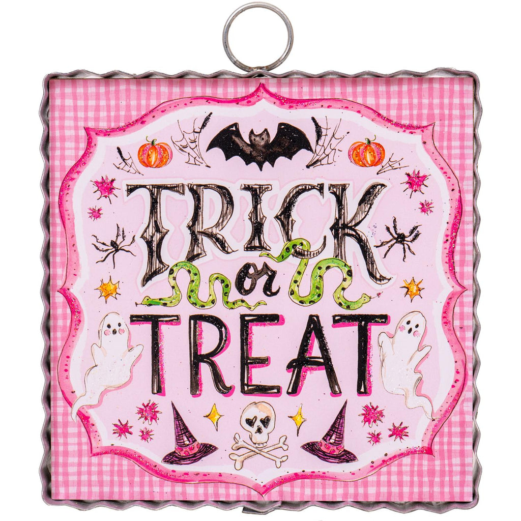 Pink Trick or Treat Sign / Charm