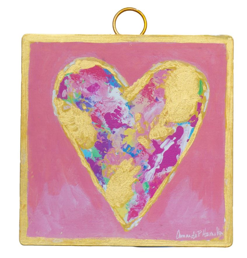 Pink & Gold Messy Heart Charm