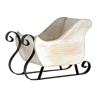 White Distressed Metal Sleigh