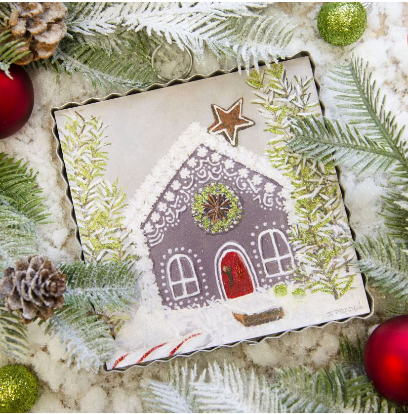 Gray Gingerbread House Sign / Charm