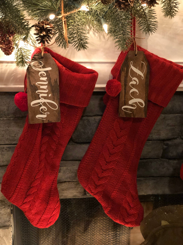 5 PCS Personalized Christmas Stockings Name Tags, Custom Wooden Name  Letters Tags for Stockings, Christmas Tree Decoration, Personalized Gift  Tags for