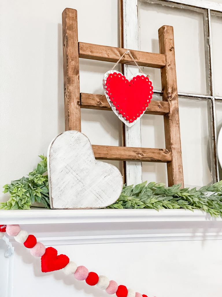 Wooden Valentines Day Decor, 6 PCS Double Printed Freestanding Wood Heart  Signs for Valentines Decorations - Valentines Day Decorations for The Home
