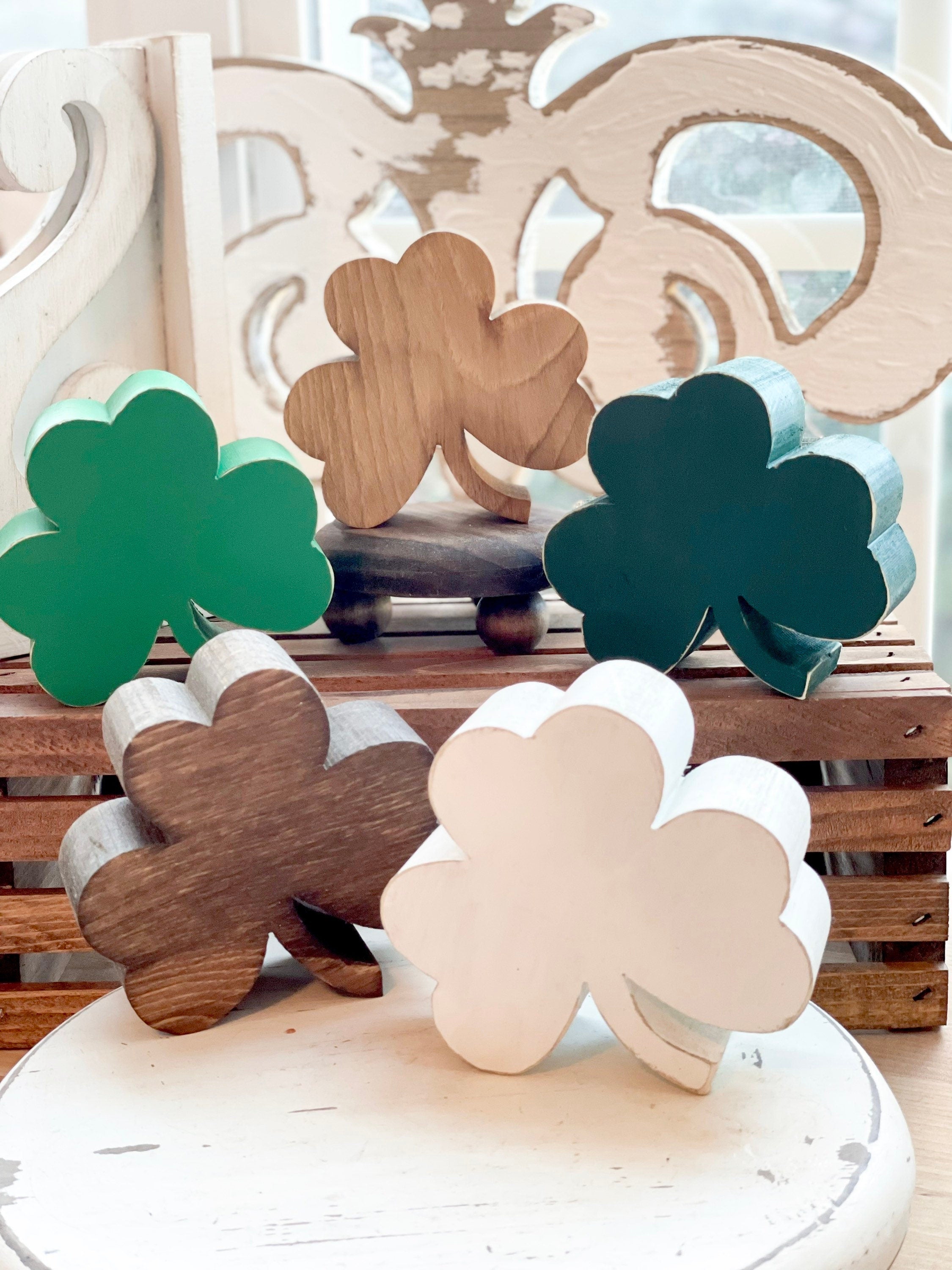 Longaberger woodcrafts shamrock set for St. hotsell Patty's Day!