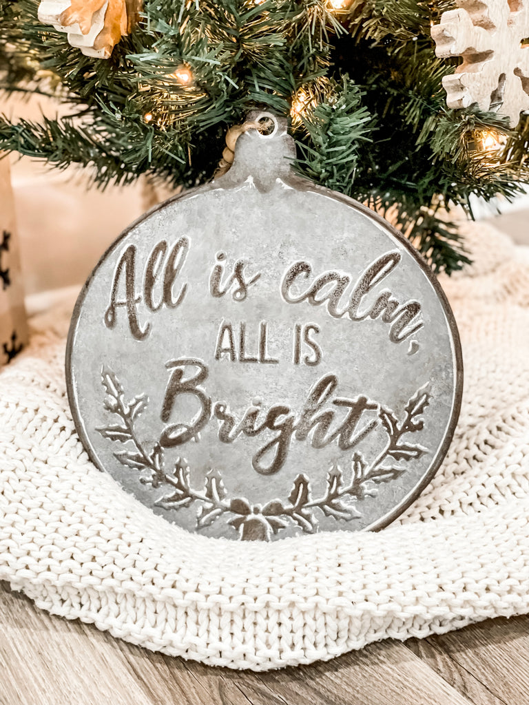 Calm & Bright Ornament Sign